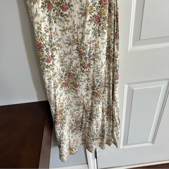 Zara Floral Floral Dress w Fabric Belt | Off-White Green Womans size M - Picture 13 of 15